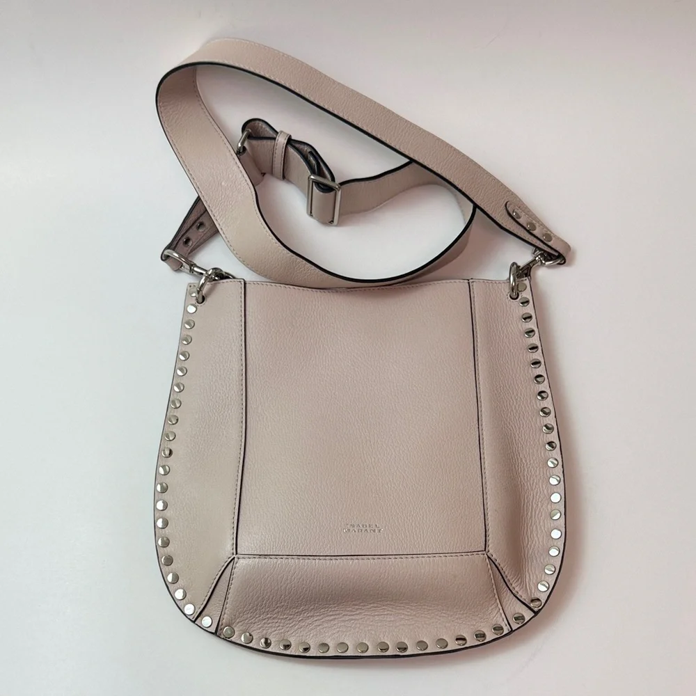 Isabel Marant Oskan Studded Grainy Leather Elegant Pearl Shoulder Bag‎